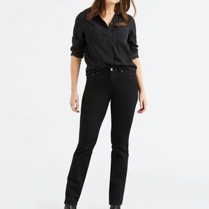Levi's‎ 505 Straight Black Denim Mid Rise Full Length Skinny Jeans Size 30 EUC